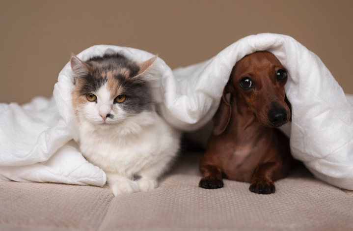 Cute Cat & Dog Feeling Safe
