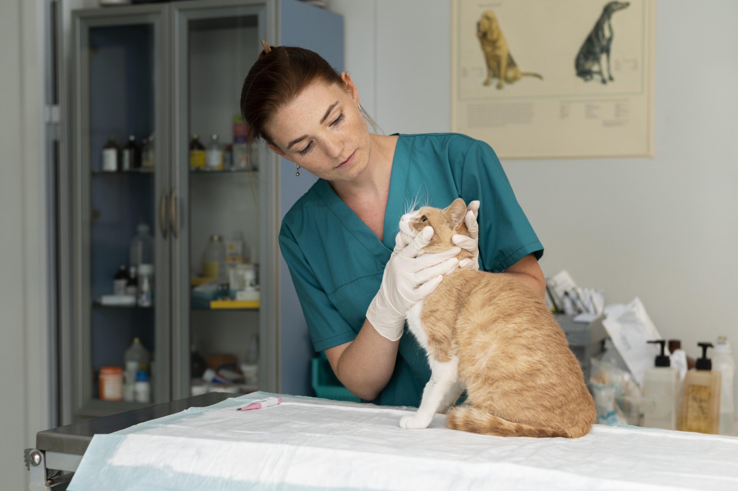 Cat at a veterinary clinic during a check-up